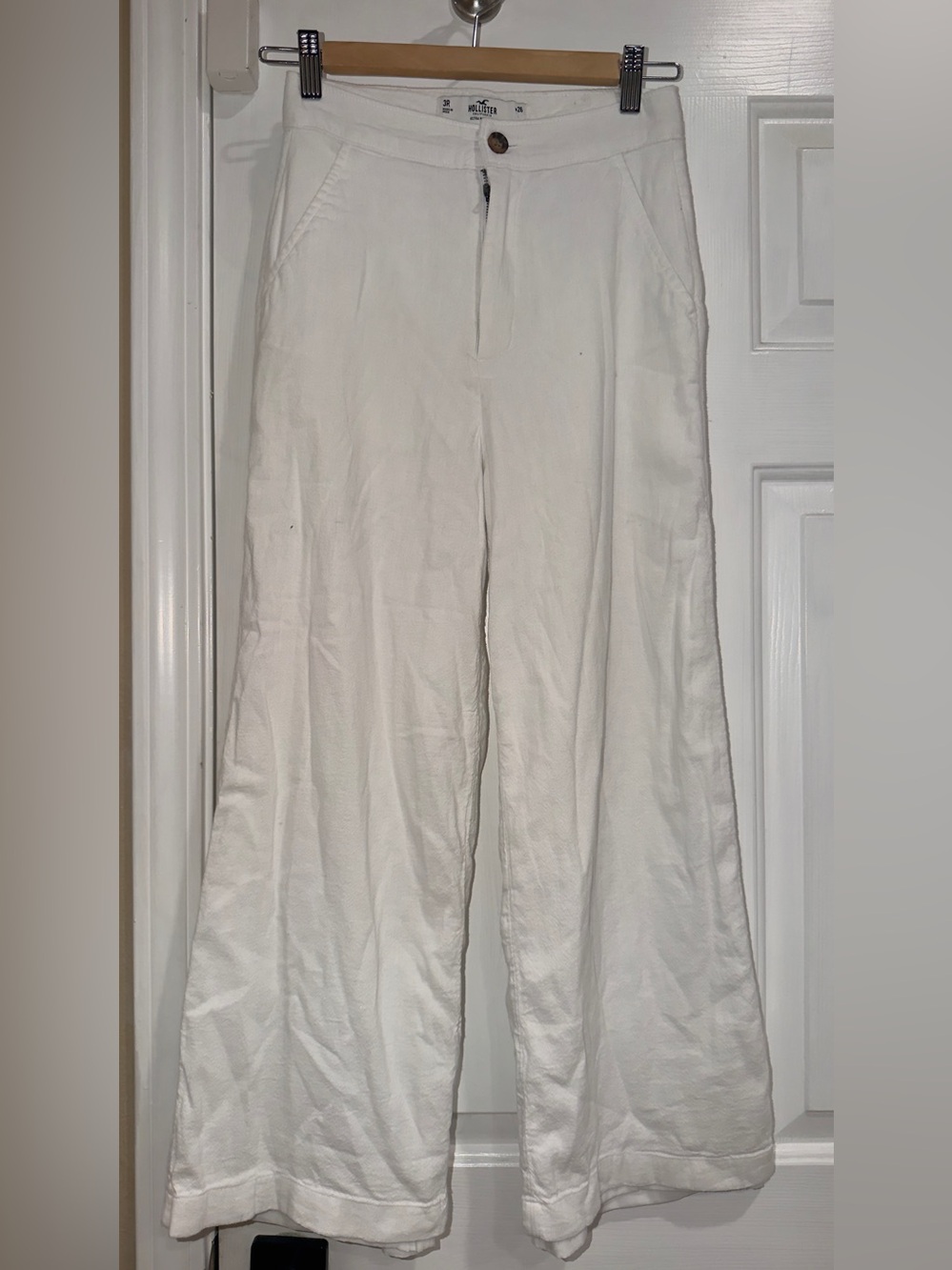 Hollister White Wide-Leg Pull-On Pants